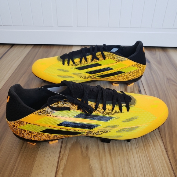 Adidas Speedflow Messi.3 Firm Ground GW7419 Yellow Black Soccer Cleats Men's 12 - Picture 2 of 10